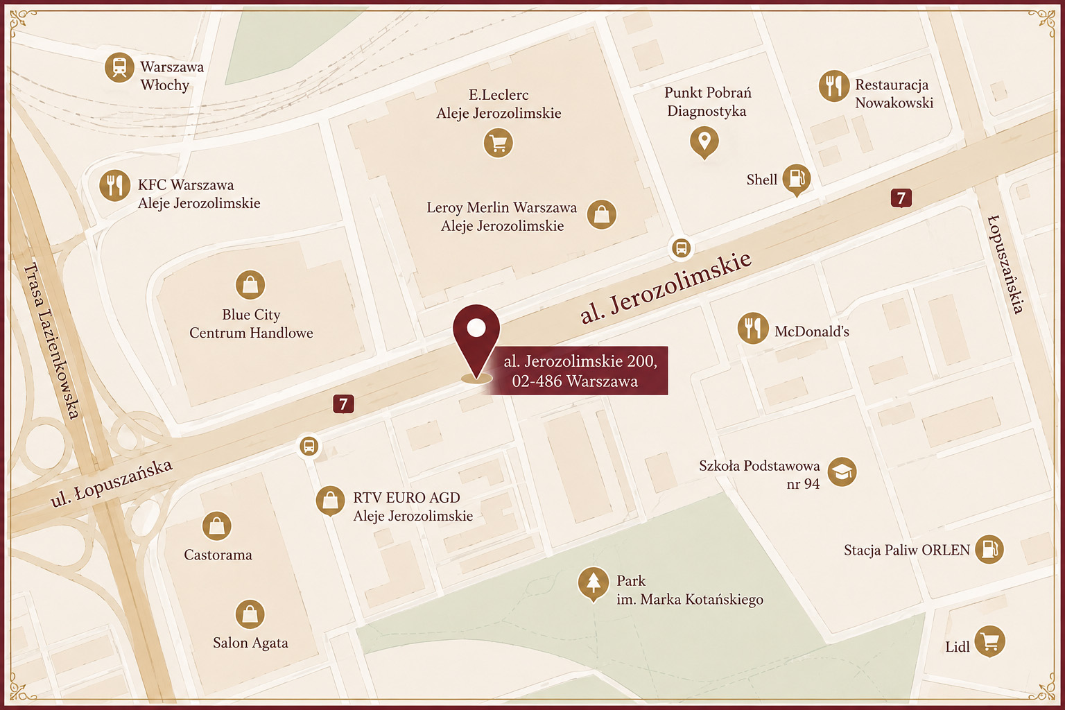 Mapa dojazdu do salonu RAD-POL Warszawa